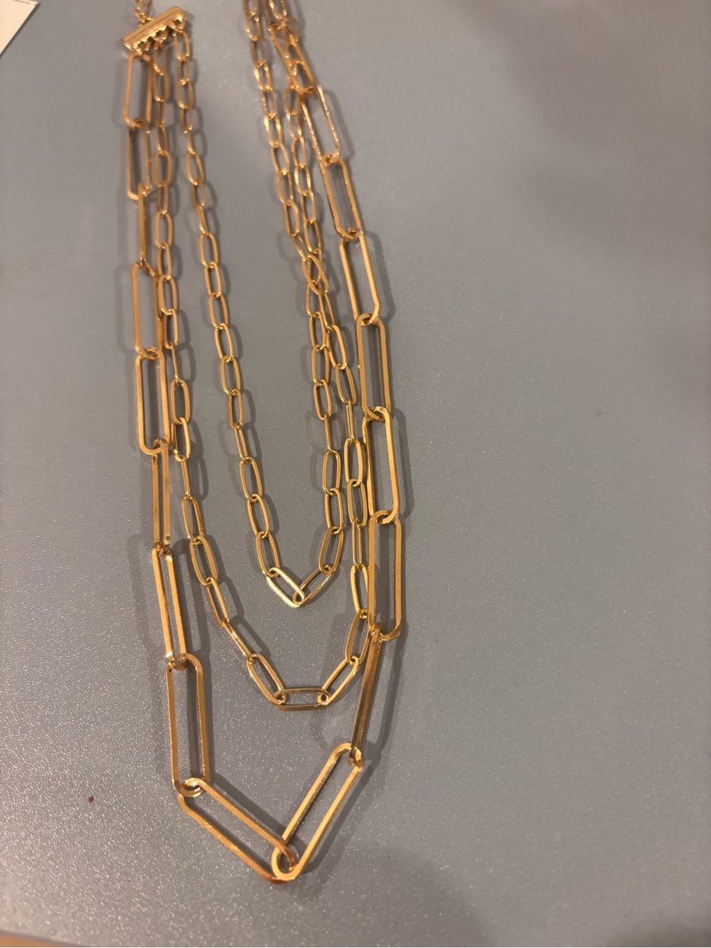 Layered Gold Paperclip Chain Necklace - Unbranded